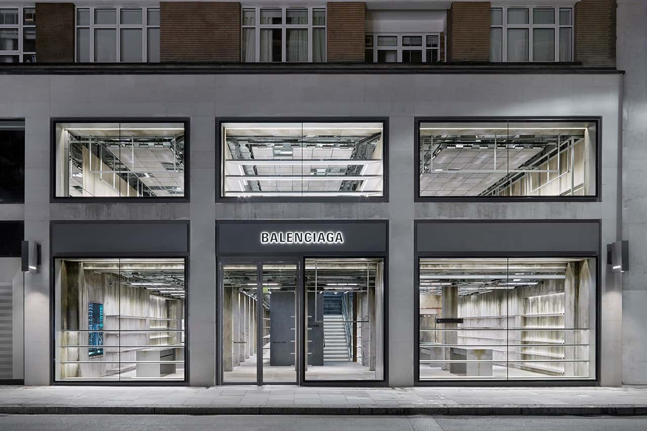 Balenciaga's glass-windowed store in London.